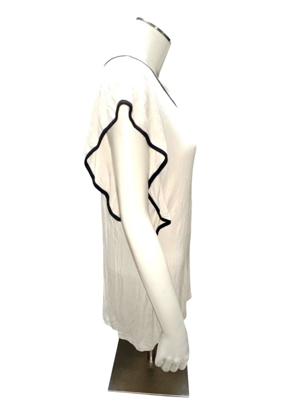 Bobeau Large White Black Ruffle Sleeve Keyhole Tunic Blouse City Chic Monochrome - Picture 3 of 9
